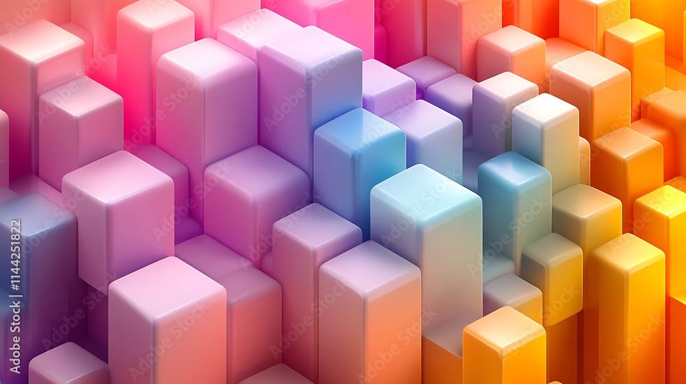 Obraz premium Abstract Colorful D Cubes Geometric Background Gradient Blocks