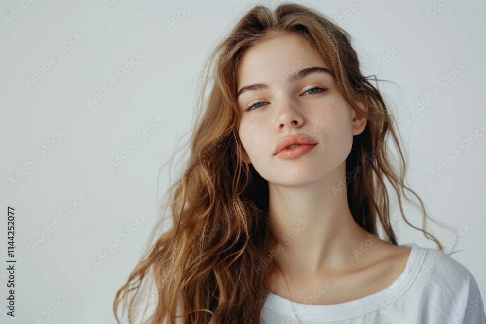 Beautiful girl model in casual summer clothes no makeup portrait Beautiful girl model in casual summer clothes no makeup portrait