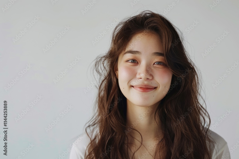 Happy Asian woman in casual dress smiling at camera. Happy Asian woman in casual dress smiling at camera.