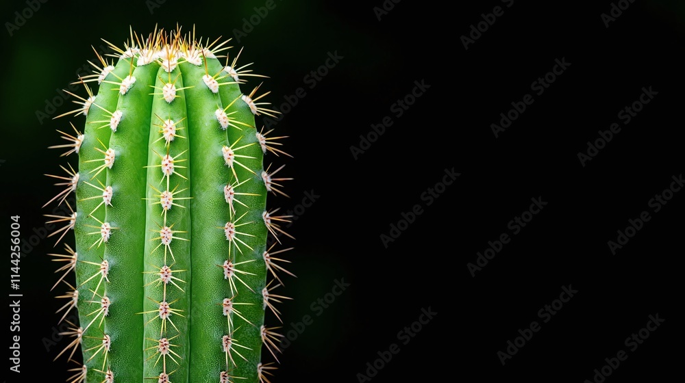 Closeup of a Green Cactus Against a Black Background Closeup of a Green Cactus Against a Black Background