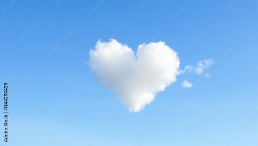 Heart shaped cloud floating in a clear blue sky Heart shaped cloud floating in a clear blue sky