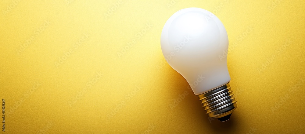 Single white light bulb on yellow background. (1) Single white light bulb on yellow background. (1)