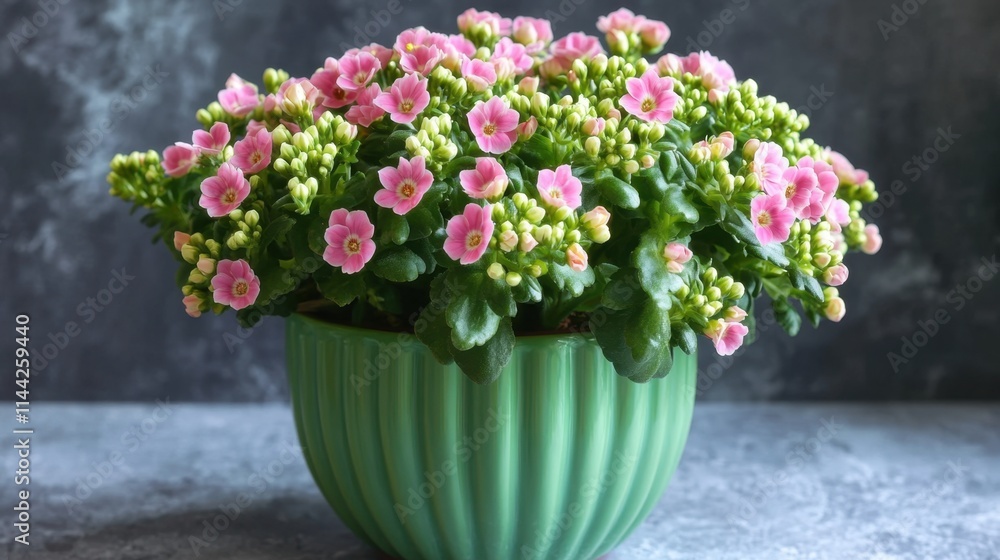 Vibrant Pink Flowers in Green Pot Captivating Home Decor Display Vibrant Pink Flowers in Green Pot Captivating Home Decor Display