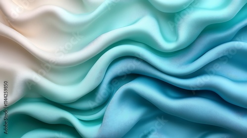 Wallpaper Mural Abstract Teal   Cream Fabric Texture  Draped Silk Waves Background Torontodigital.ca