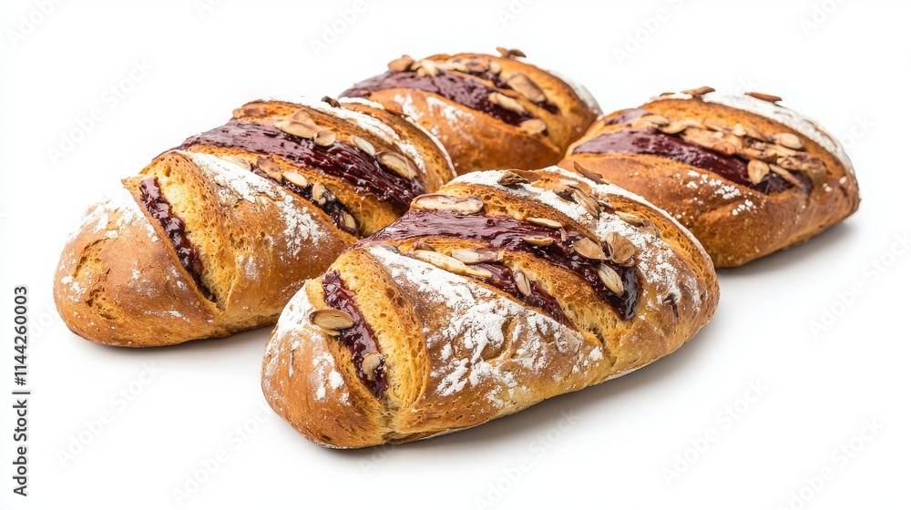 Fresh Artisan Bakery Bread on White Background Fresh Artisan Bakery Bread on White Background