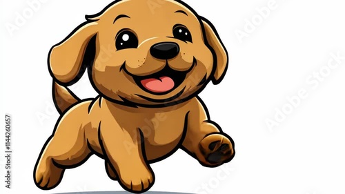 Wallpaper Mural Cute cartoon puppy running joyfully, showcasing playful energy and happiness in a simple design Torontodigital.ca