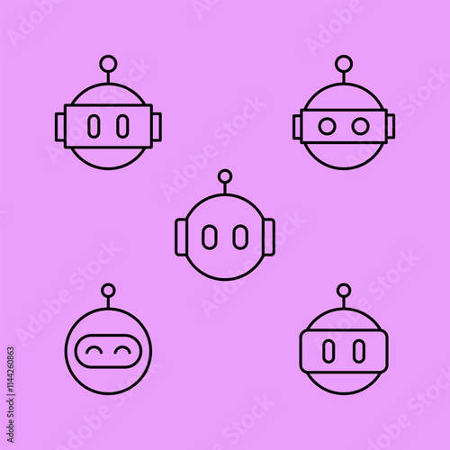  AI agent icon set. Editable stroke.