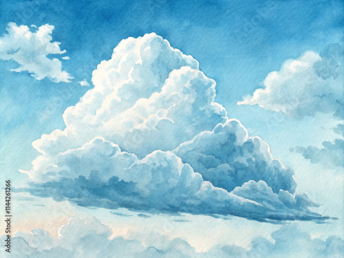 A fluffy cloud drifts peacefully in the sky, creating a calm and serene scene.  