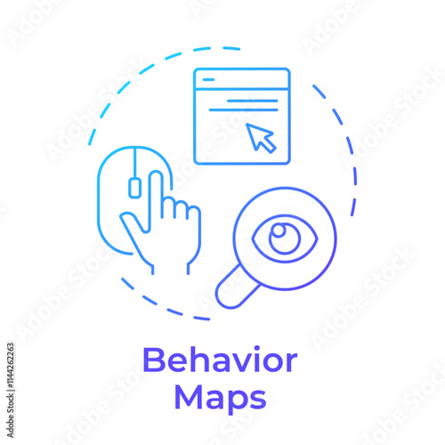 Behavior maps blue gradient concept icon. Improving user experience. Website visitor tracking method. Round shape line illustration. Abstract idea. Graphic design. Easy to use in presentation