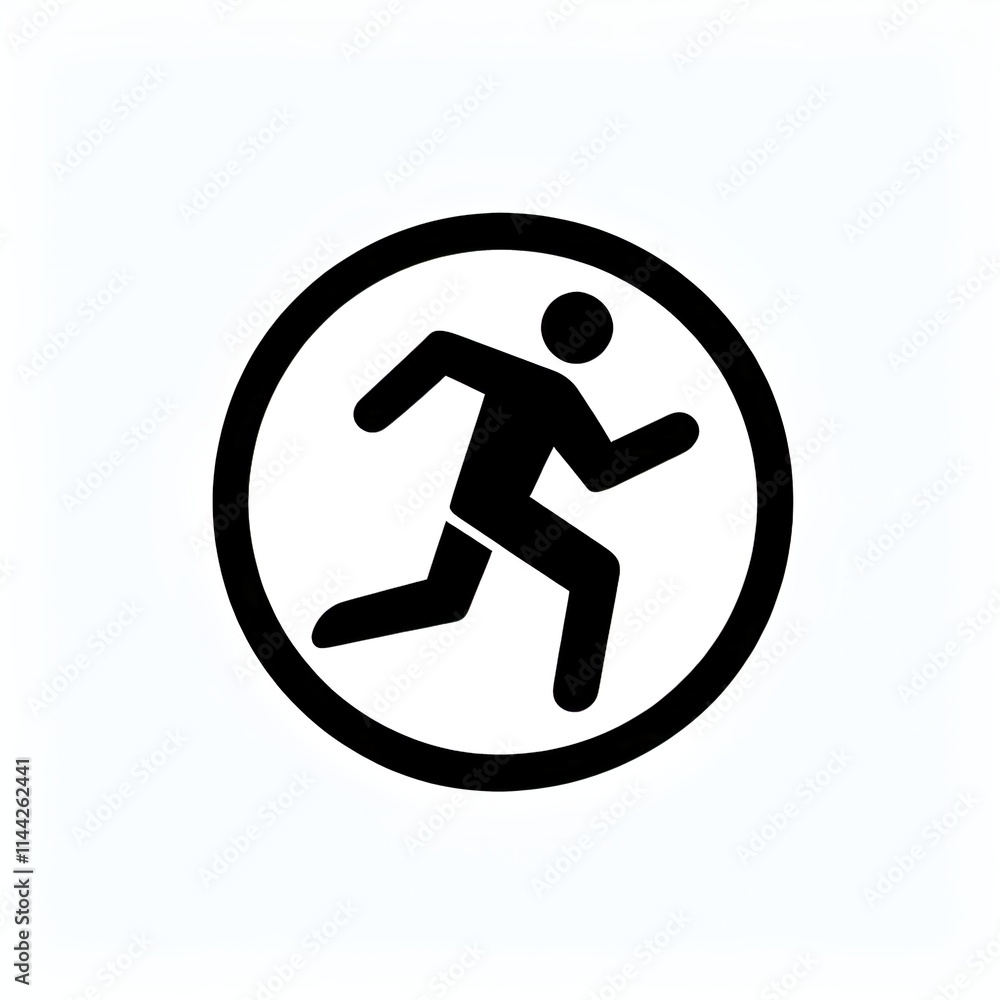 abstract stylized black icon of a runner silhouette on white background abstract stylized black icon of a runner silhouette on white background