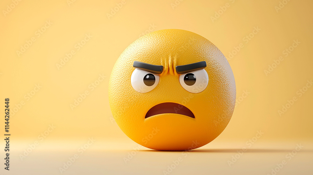 3D rendering of an angry emoticon. 3D rendering of an angry emoticon.