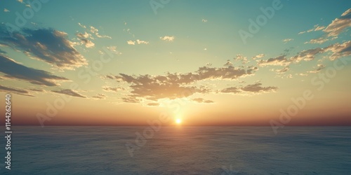 The sun is setting over the ocean