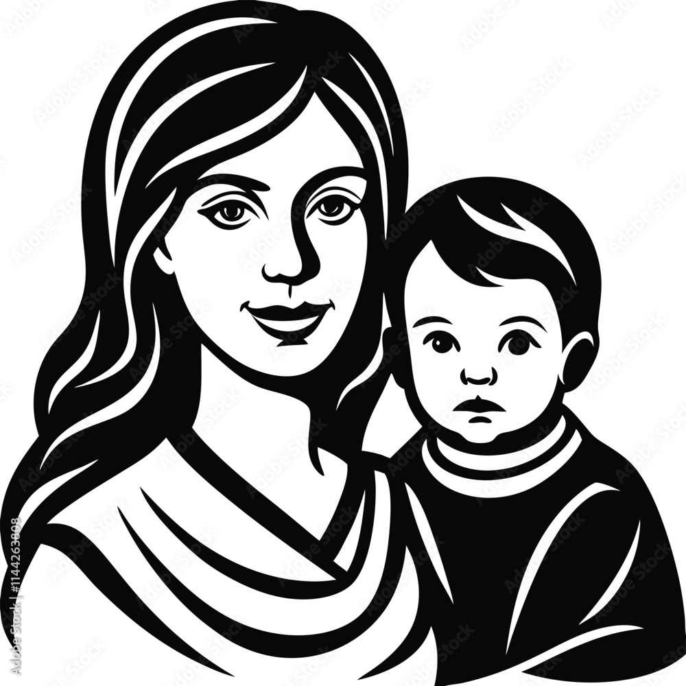 Mother and child vector silhouette Mother and child vector silhouette