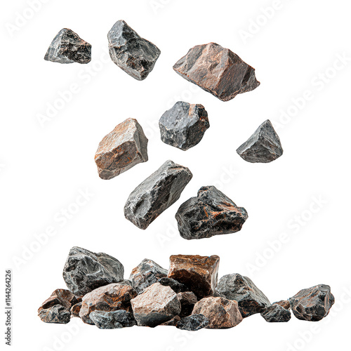 Falling Rocks Isolated on Transparent Background photo