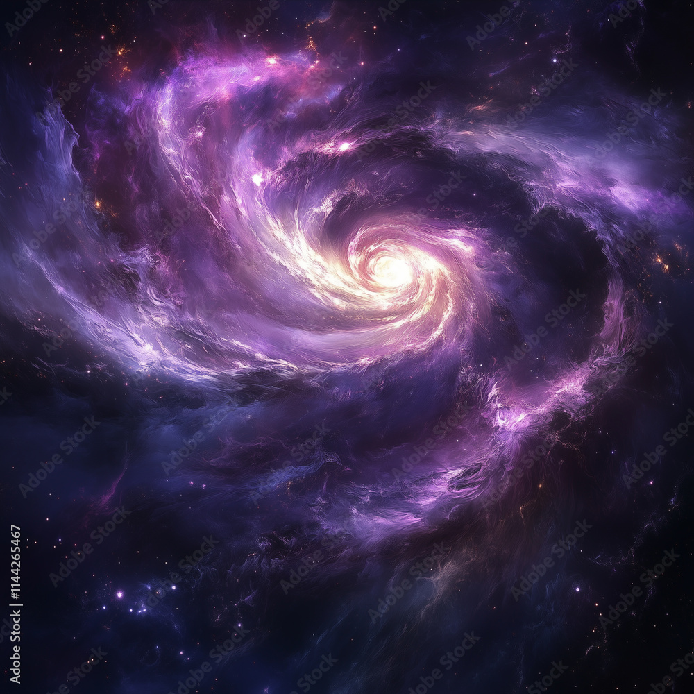 Distant galaxy showcasing brilliant spiral arms and vibrant colors in the cosmic expanse of the universe Distant galaxy showcasing brilliant spiral arms and vibrant colors in the cosmic expanse of the universe
