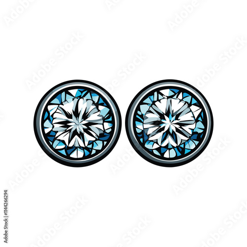 Close-up shot of a pair of elegant, large round-cut diamond stud earrings showcasing their brilliance and sparkle.