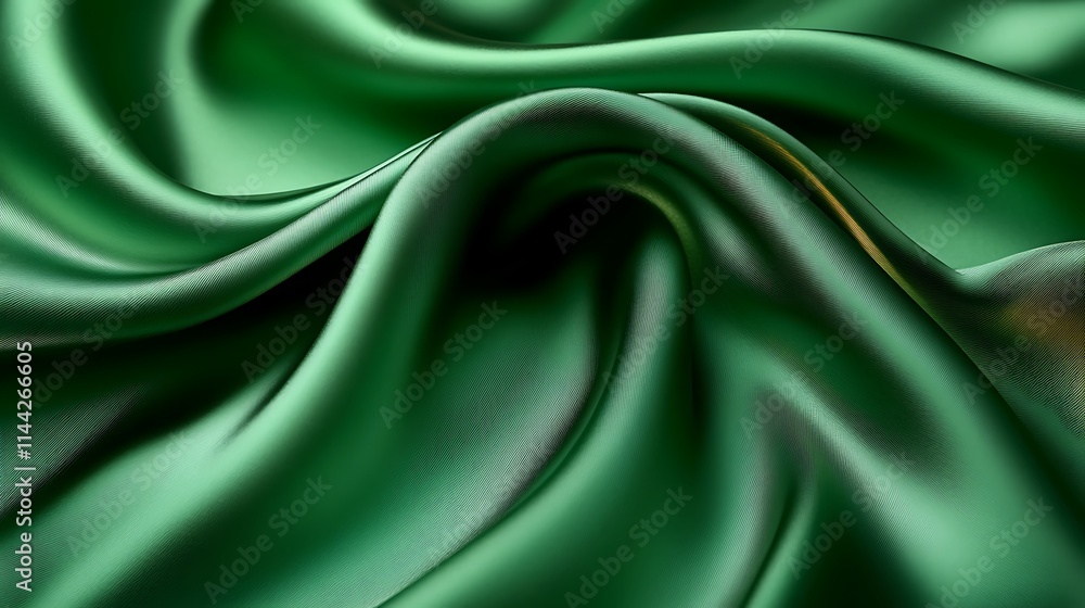 Emerald Green Silk Fabric Drape Luxurious Textile Texture Emerald Green Silk Fabric Drape Luxurious Textile Texture
