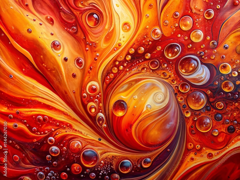 Red Orange Fluid Art Droplets Abstract Painting Rule of Thirds Composition Red Orange Fluid Art Droplets Abstract Painting Rule of Thirds Composition