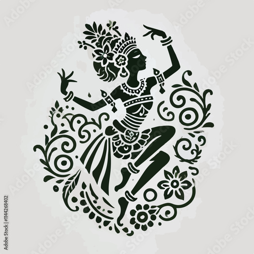 A Balinese traditional dance dancer dances with excitement