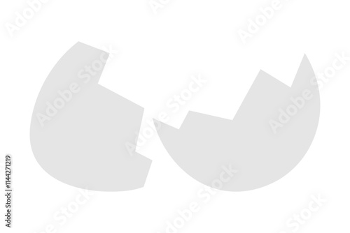 Cracked eggshell in grayscale. Recipe or Thematic cards Design element concept