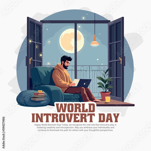 World Introvert Day on January 2nd social media post banner template