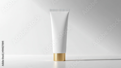 a white skin care tube with a golden top