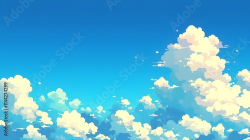 Obraz na płótnie Pixel sky background in vibrant colors, designed for mobile games; clear and retro-styled 2D setting. w salonie