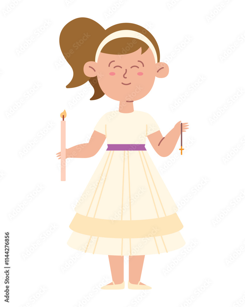 girl with first communion candle girl with first communion candle