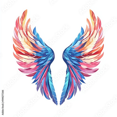 Design of wings with feathers icon logo illustration isolated on white background