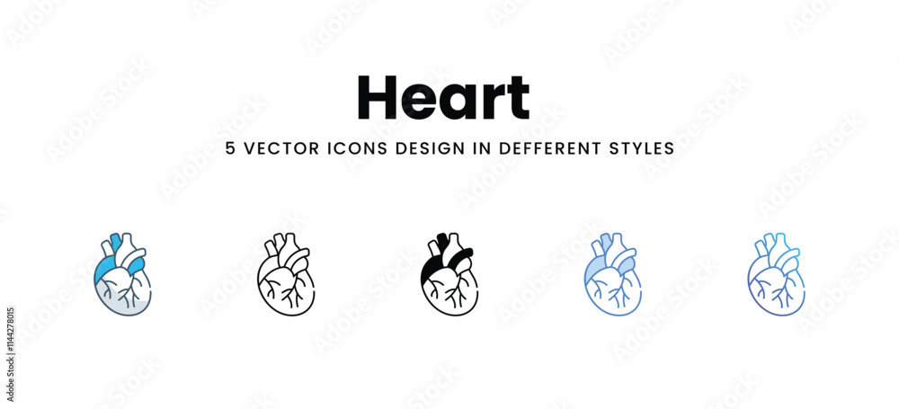 Heart icons in different style vector stock illustration Heart icons in different style vector stock illustration