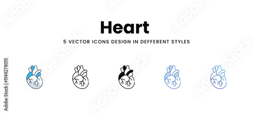 Heart icons in different style vector stock illustration