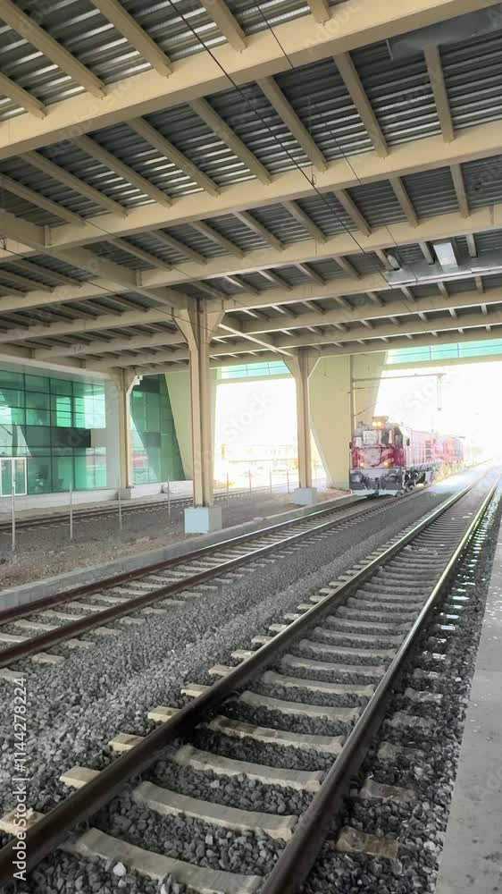 railway station rails train sky. High quality 4k footage railway station rails train sky. High quality 4k footage