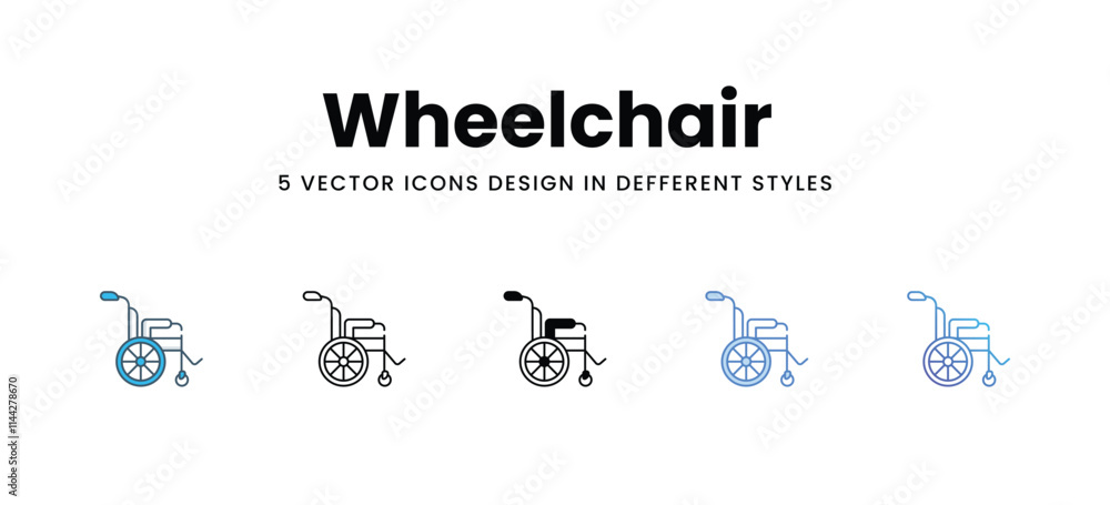 Wheelchair icons in different style vector stock illustration Wheelchair icons in different style vector stock illustration