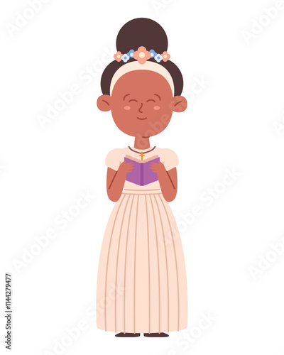 girl praying in first communion