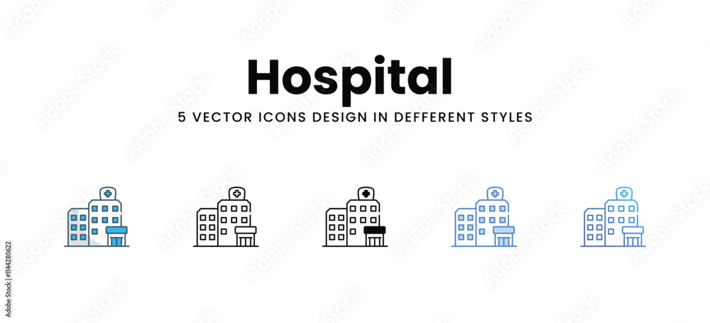 Hospital icons in different style vector stock illustration Hospital icons in different style vector stock illustration