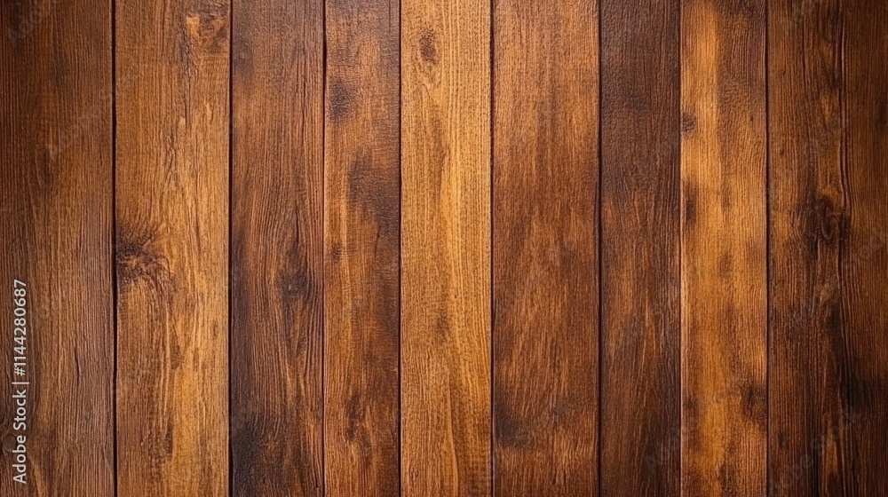Naklejka premium Dark brown vertical wood planks background texture.
