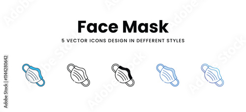 Face Mask icons in different style vector stock illustration