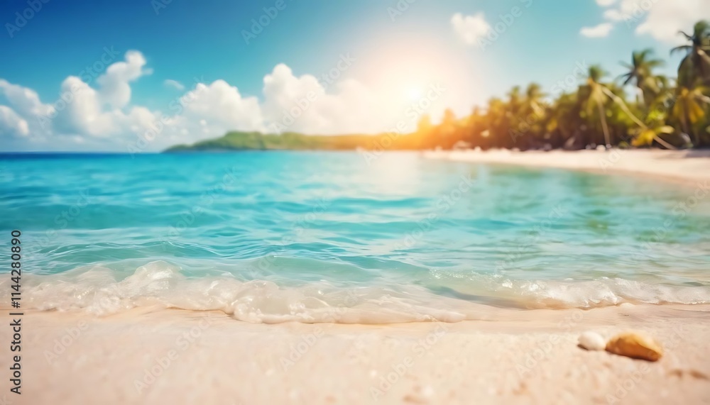 Fototapeta premium Summer vacation background with a blurred tropical beach. Stock photo By Антон Сальников