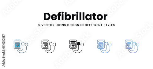 Defibrillator icons in different style vector stock illustration