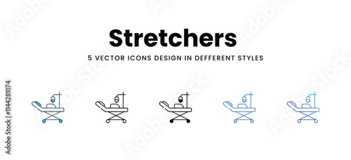 Stretchers icons in different style vector stock illustration