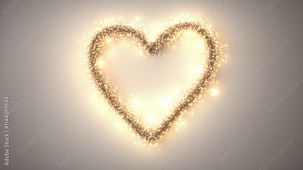 Glowing Heart Shape Made of Sparkling Lights on Soft Background Glowing Heart Shape Made of Sparkling Lights on Soft Background