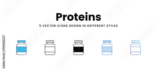 Proteins icons in different style vector stock illustration