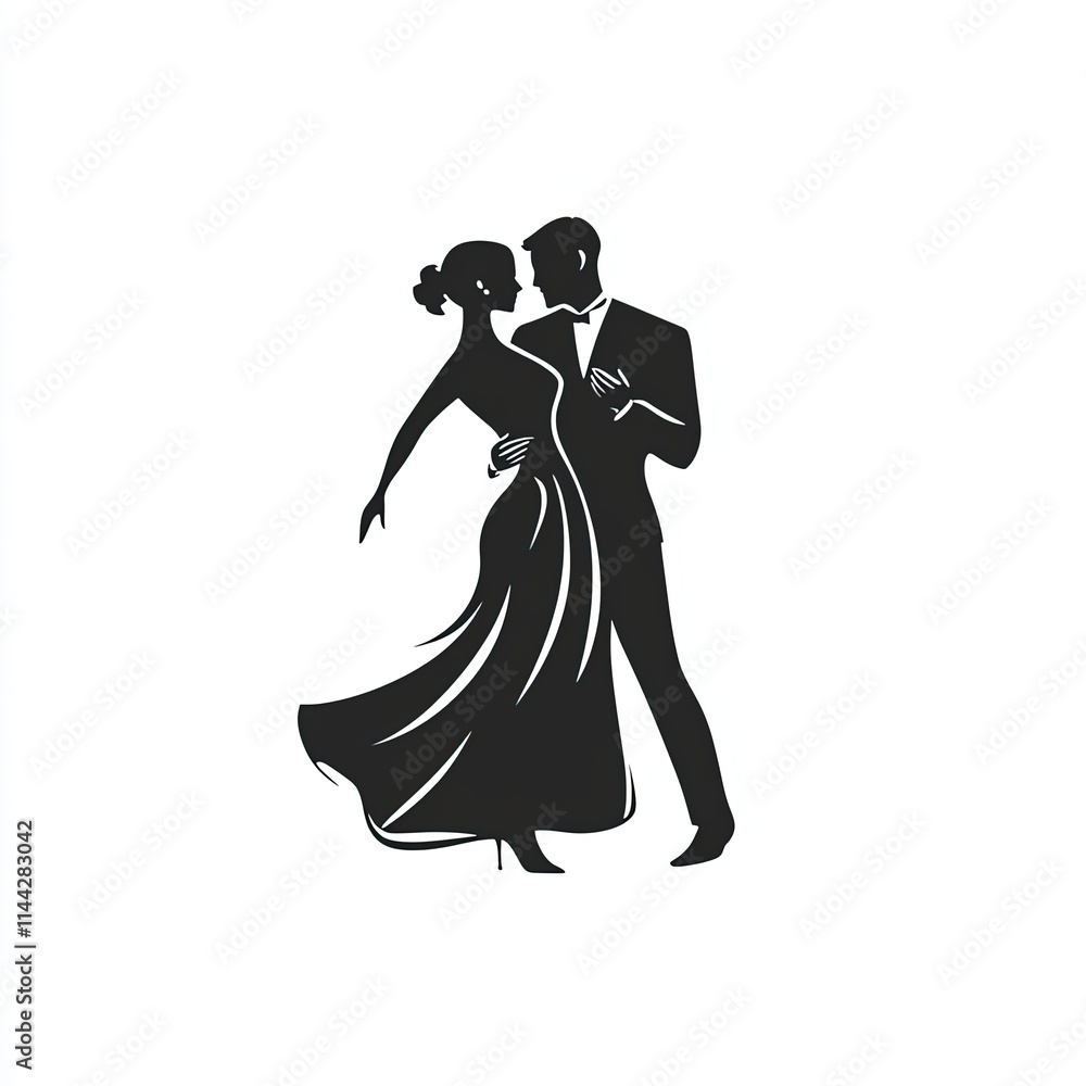 Design of ballroom couple dance icon logo illustration isolated on white background Design of ballroom couple dance icon logo illustration isolated on white background