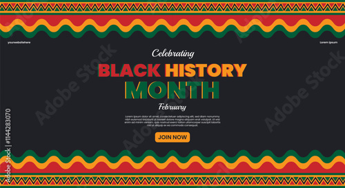Creative concept of Black history month banner or header. Modern abstract template for celebration, ads, branding, web banner, cover, sale. Celebrating black history month