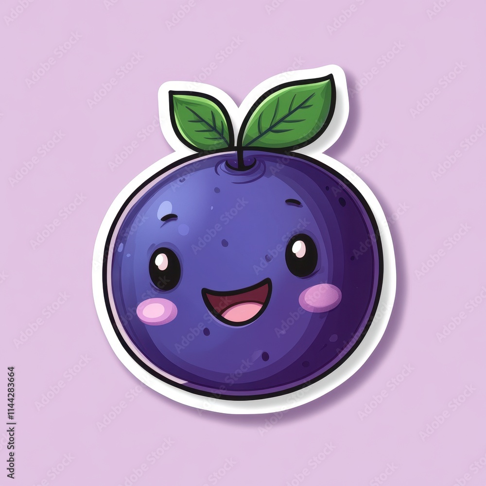 Obraz premium Playful cartoon blueberry with winking eye and happy smile in vibrant design
