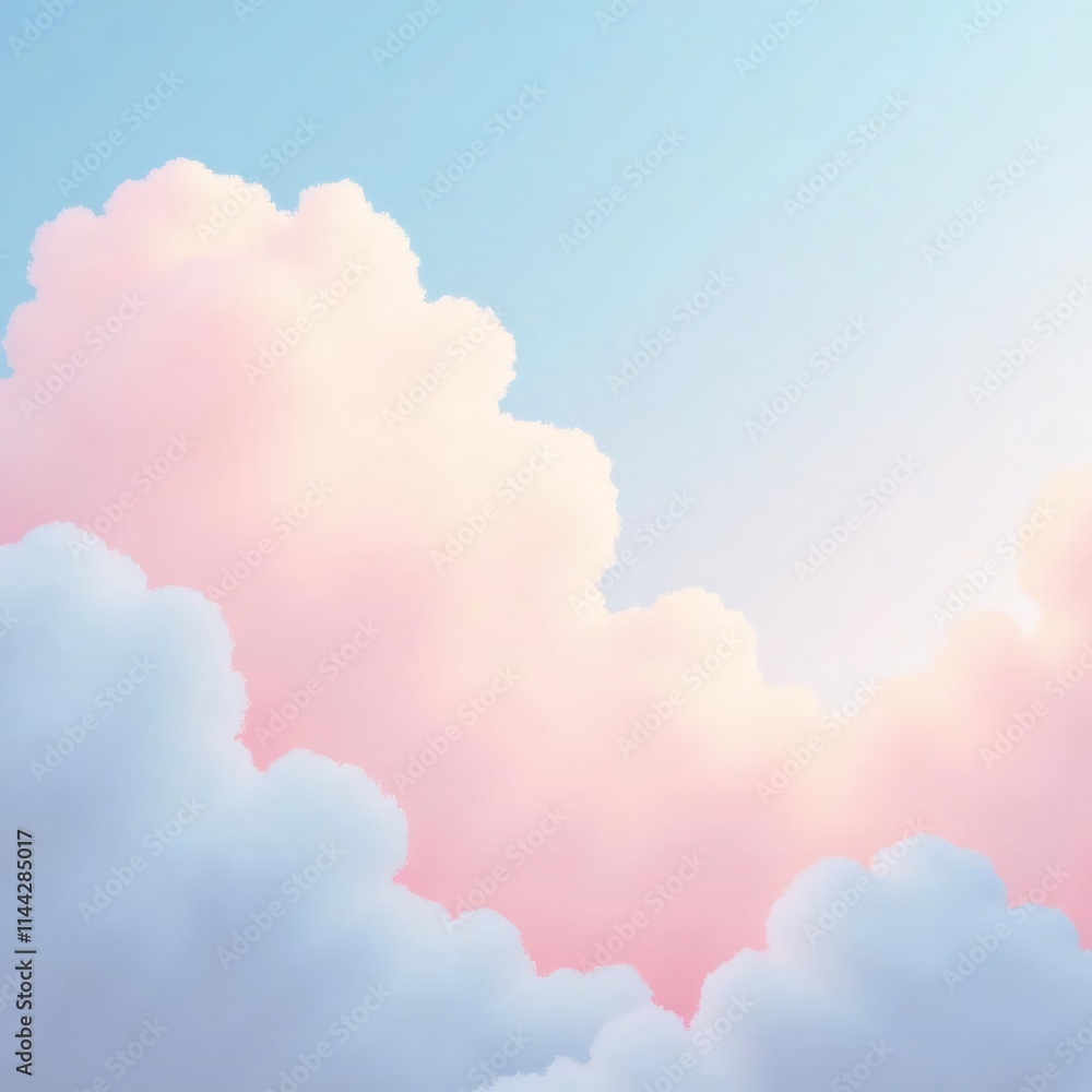 Fototapeta premium Sueños de algodón Un cielo suave como la brisa de la mañana 