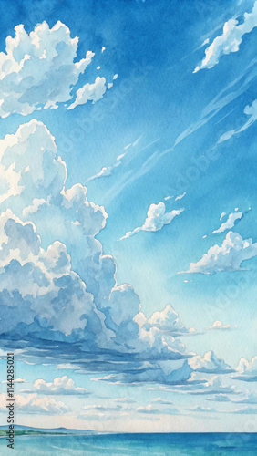 Soft clouds drift lazily across a bright sky, enhancing the beauty of the tranquil ocean view.