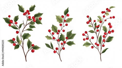 Christmas Holly Berries Vector Isolated Illustration for Festive Designs