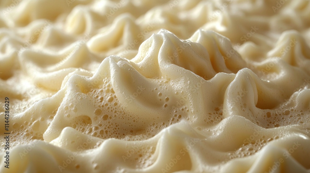 Creamy texture resembling whipped cream or foam. Creamy texture resembling whipped cream or foam.