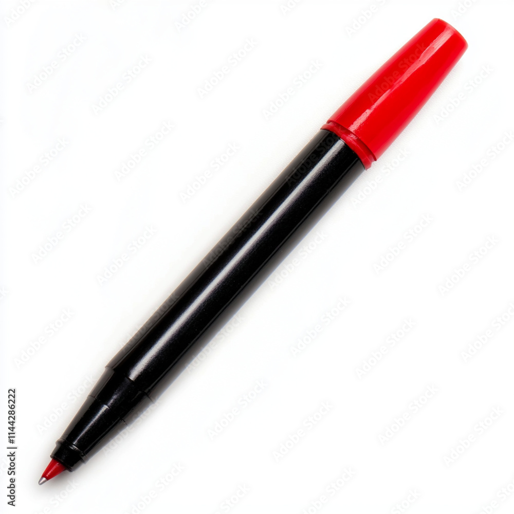 Red marker pen on white background, perfect for drawing and writing Red marker pen on white background, perfect for drawing and writing